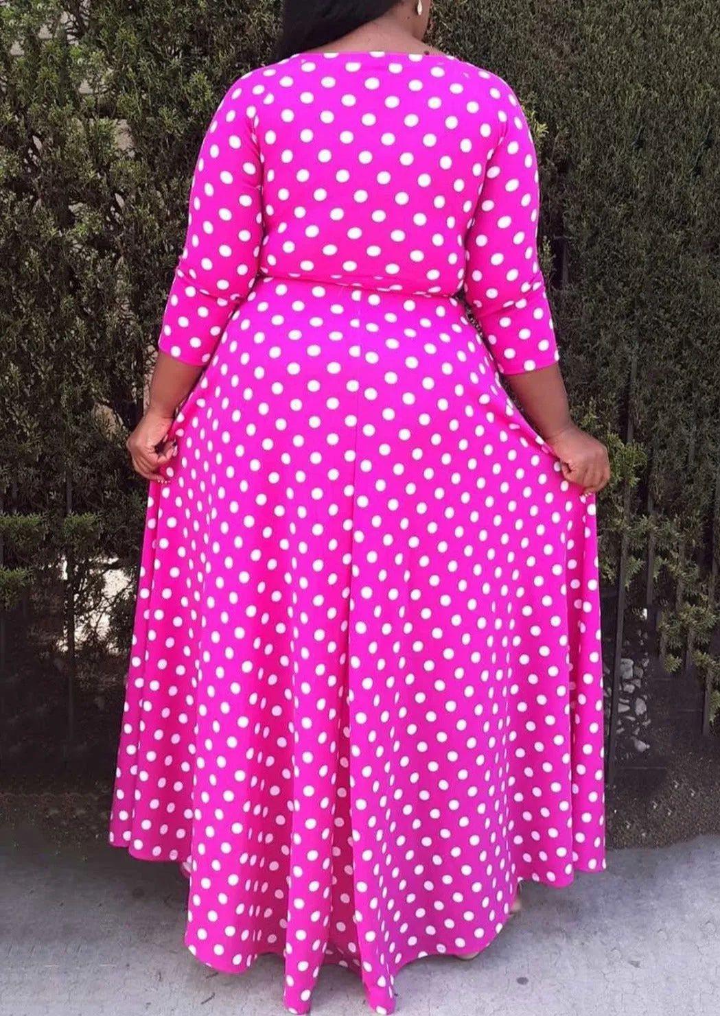 Hi Curvy Plus Size Women Polka Dot Maxi Dress