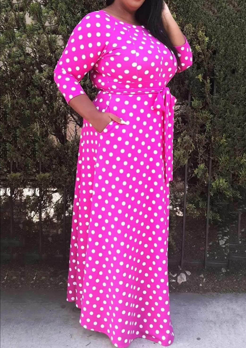 Hi Curvy Plus Size Women Polka Dot Maxi Dress