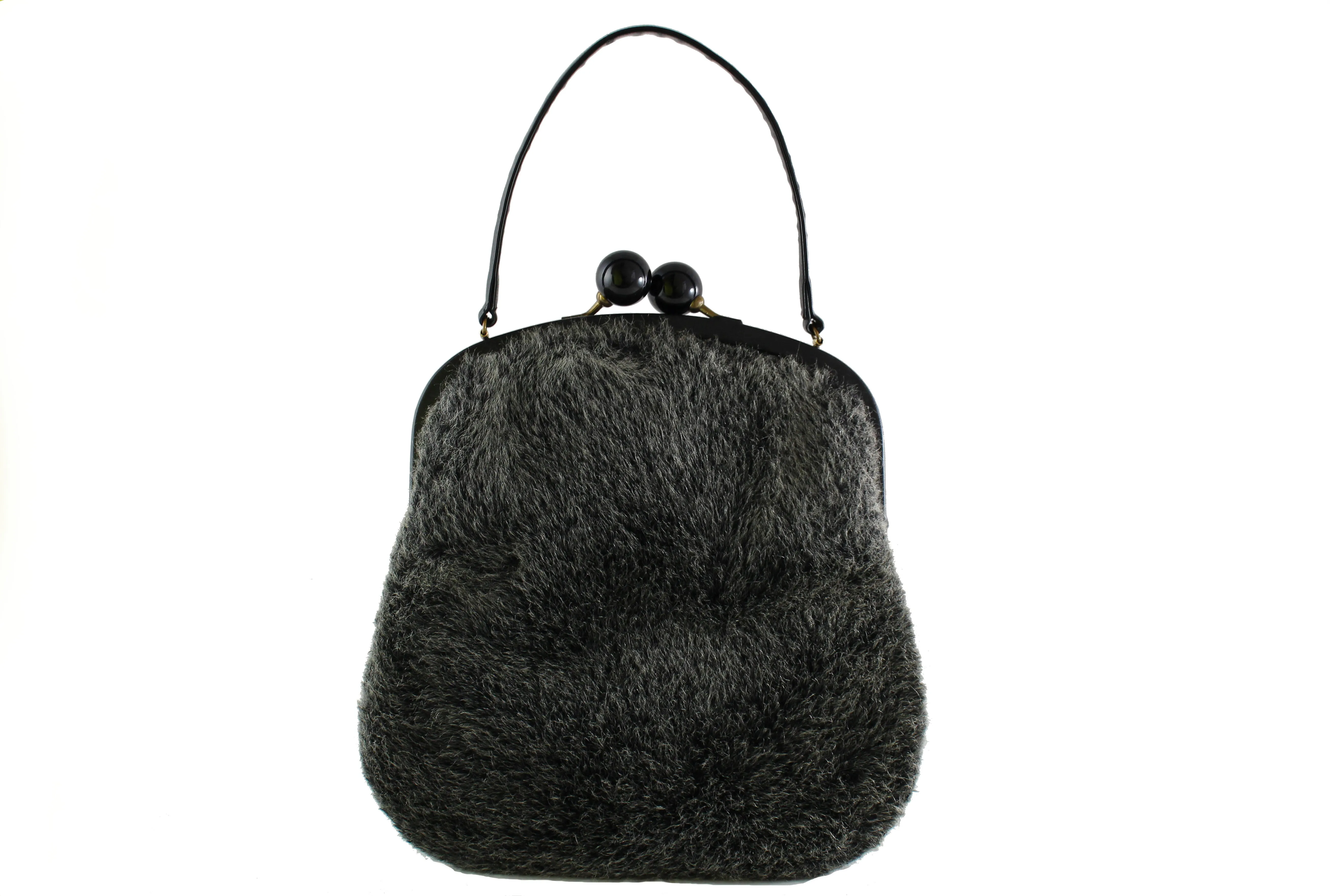 Large MORRIS MOSKOWITZ gray fur handbag