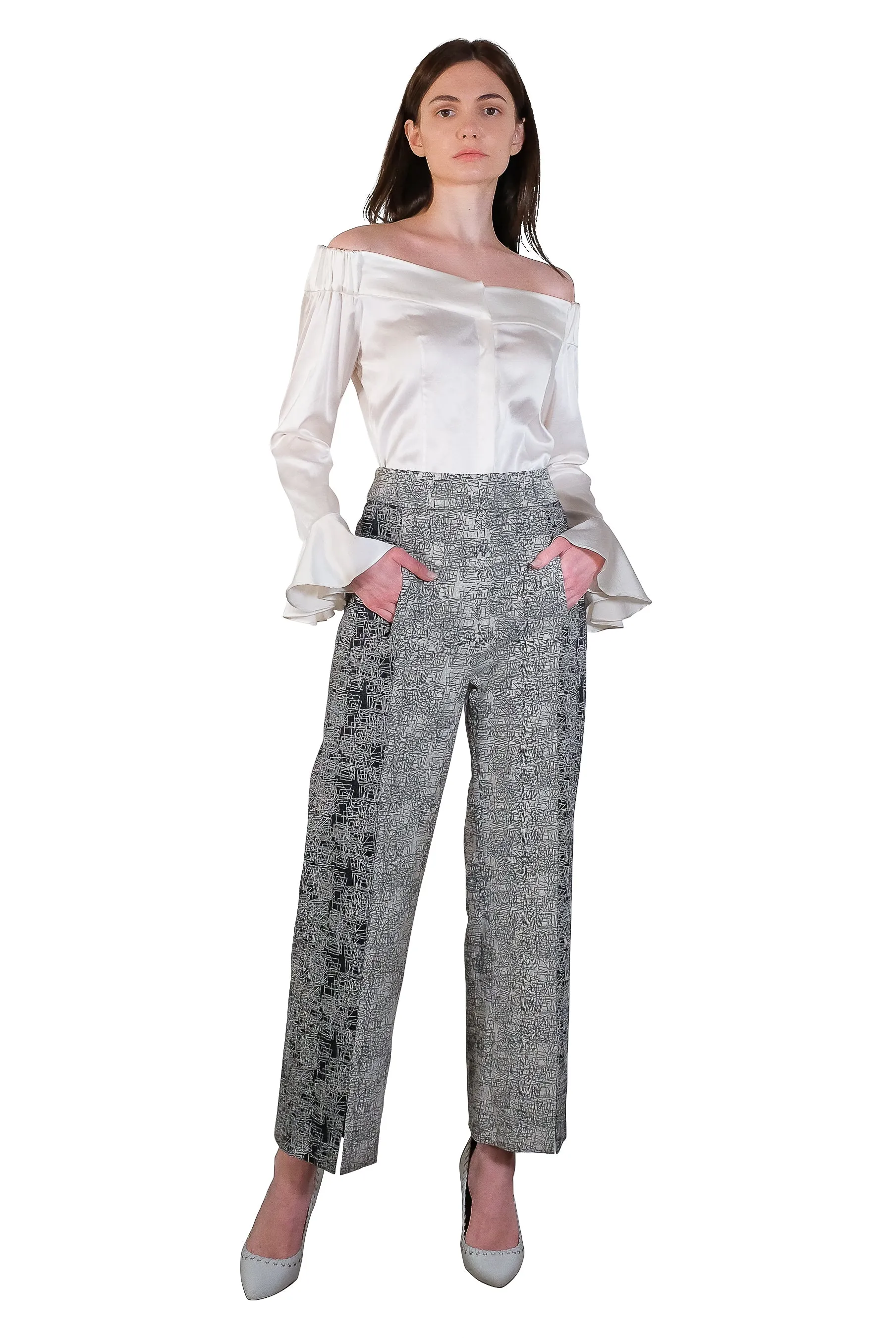 Leila Two-Toned Trousers Jacquard