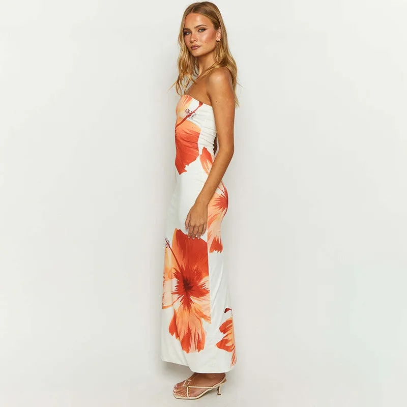 Lily Floral Print Strapless Maxi Dress