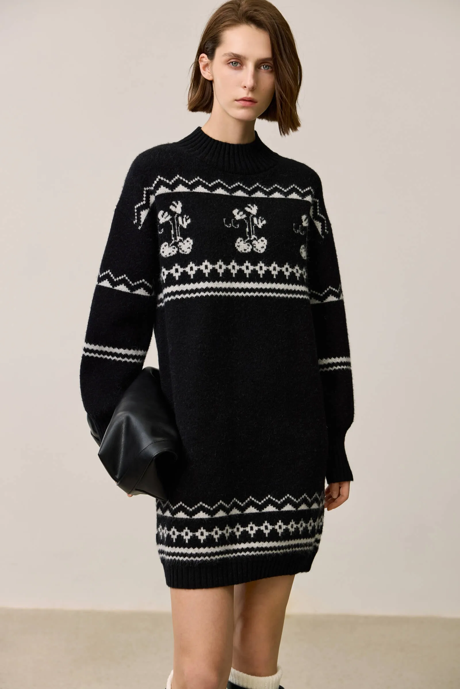 LILY Retro Fair Isle Knit Sweater Dress