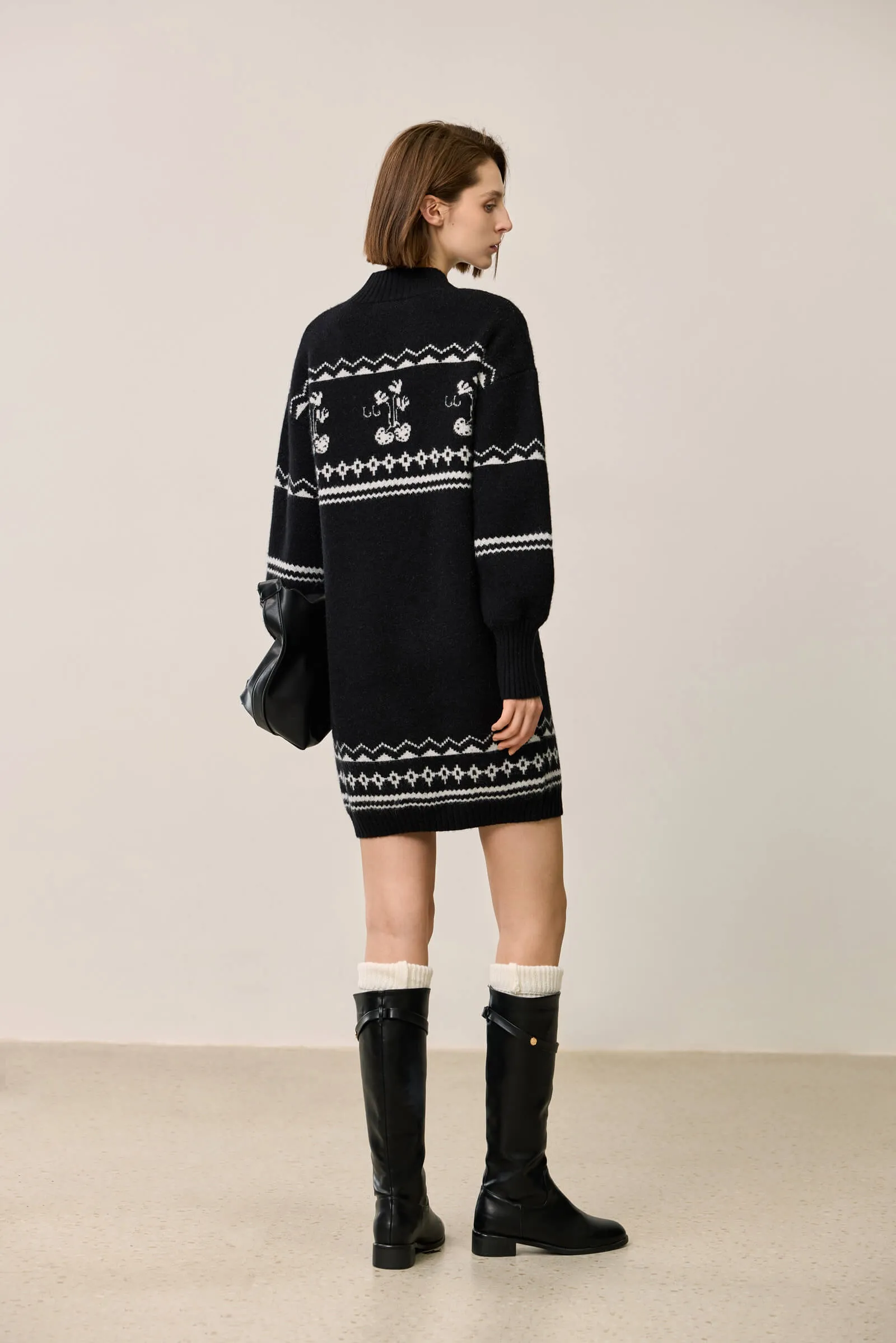 LILY Retro Fair Isle Knit Sweater Dress