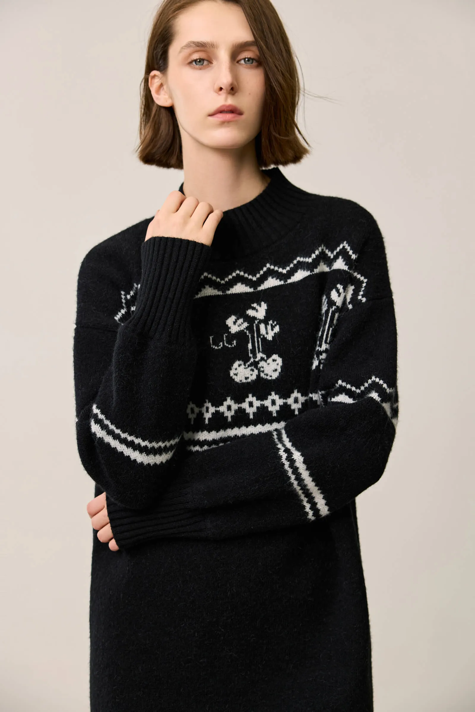 LILY Retro Fair Isle Knit Sweater Dress