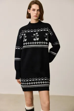 LILY Retro Fair Isle Knit Sweater Dress