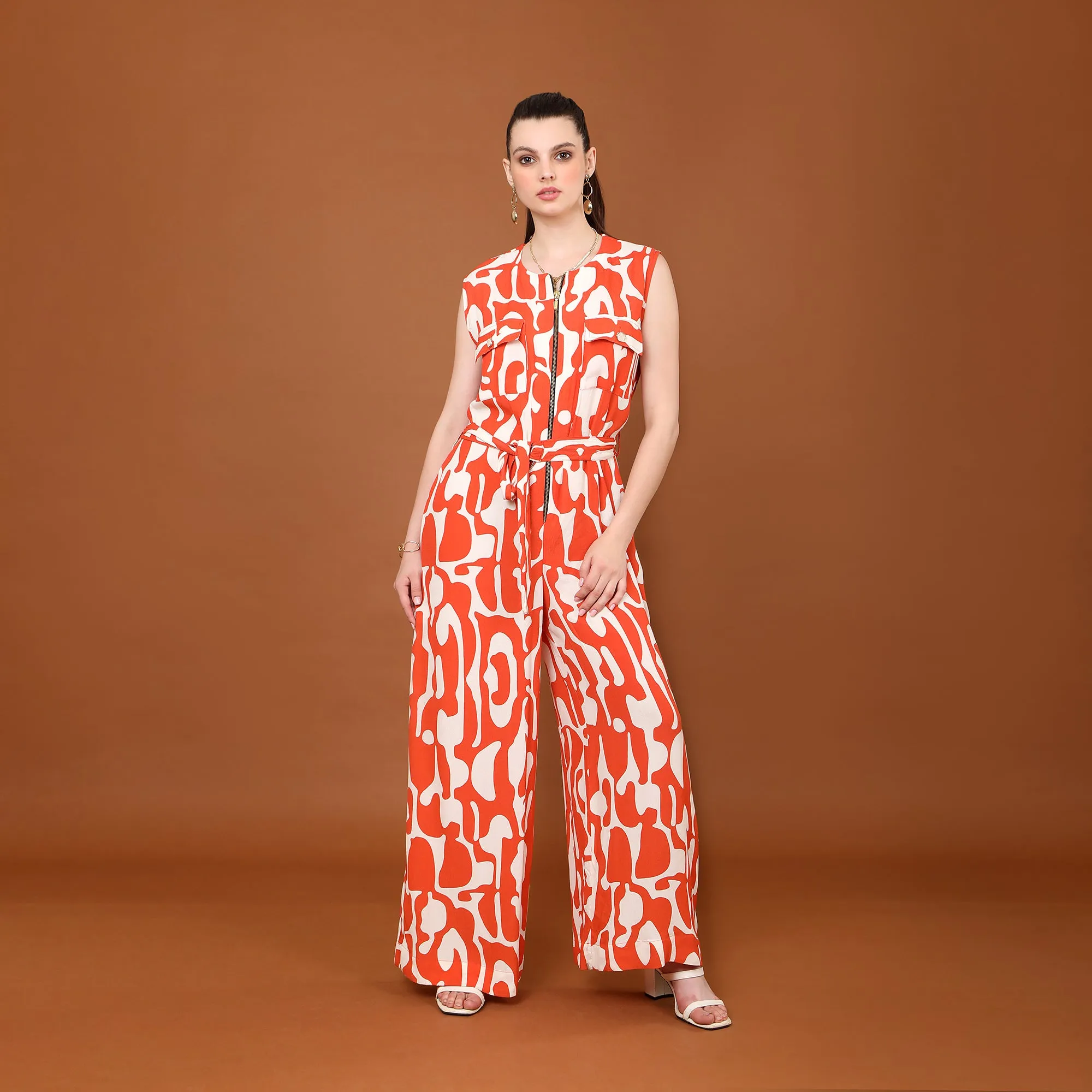 Lisa Abstract Swirl Print Jumpsuit