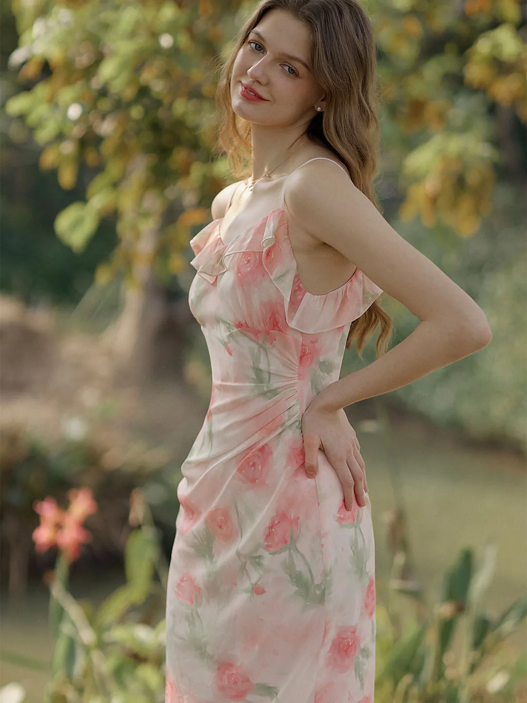 Margo Romantic Rose Print Slip Dress