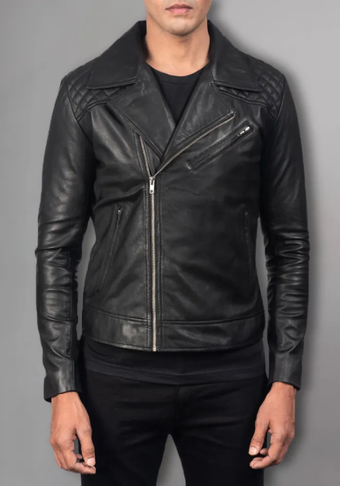 Men’s Classic Diamond Biker Vintage Genuine Leather Jacket