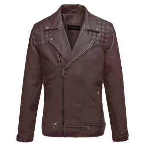 New Genuine Best Looking Style Ironwood Burgundy Biker Fashion Leather Jacket