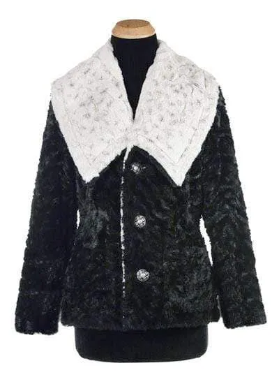 Norma Jean Coat, Reversible - Luxury Faux Fur in Winters Frost with Cuddly Fur in Black  - Sold Out!