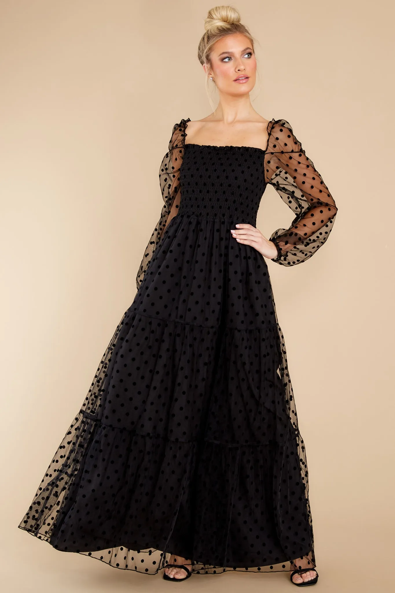 On The Dotted Line Black Polka Dot Maxi Dress