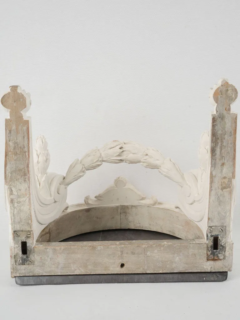 Pair of white Edwardian wall brackets w/ carved garlands & slate tops 12¼"