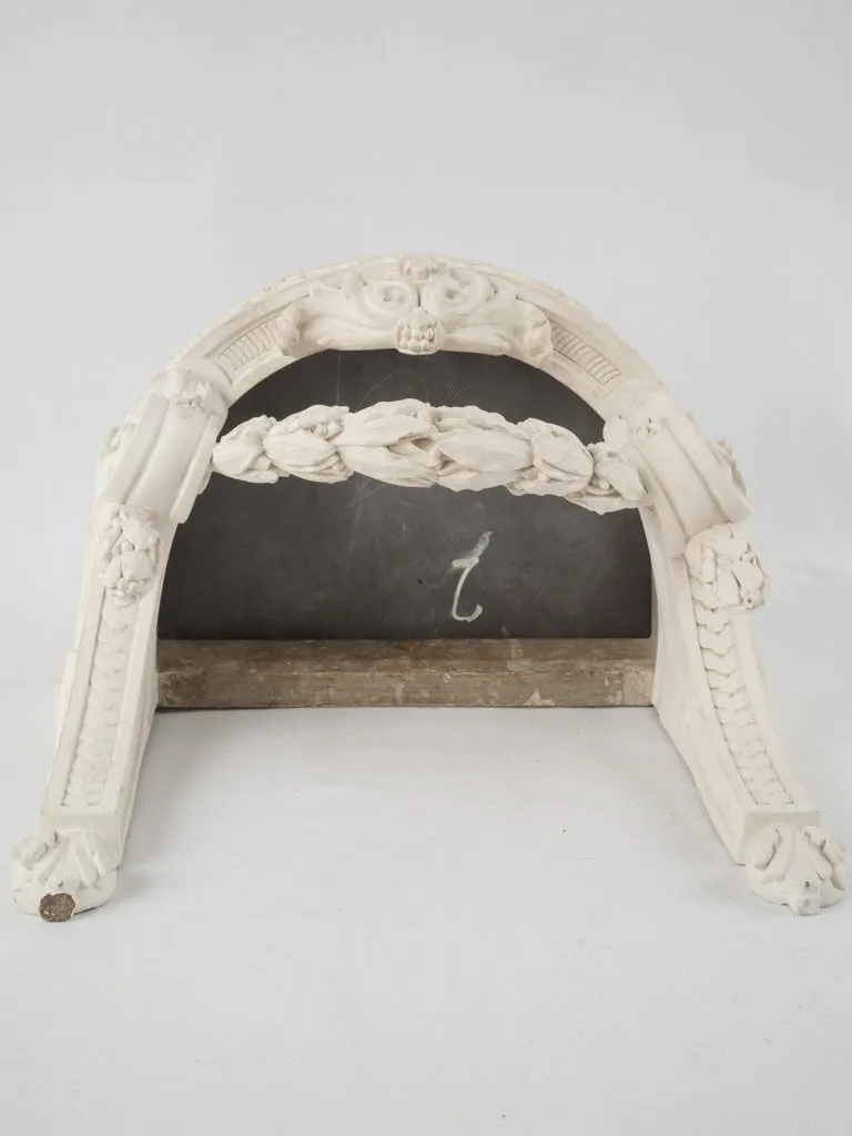 Pair of white Edwardian wall brackets w/ carved garlands & slate tops 12¼"