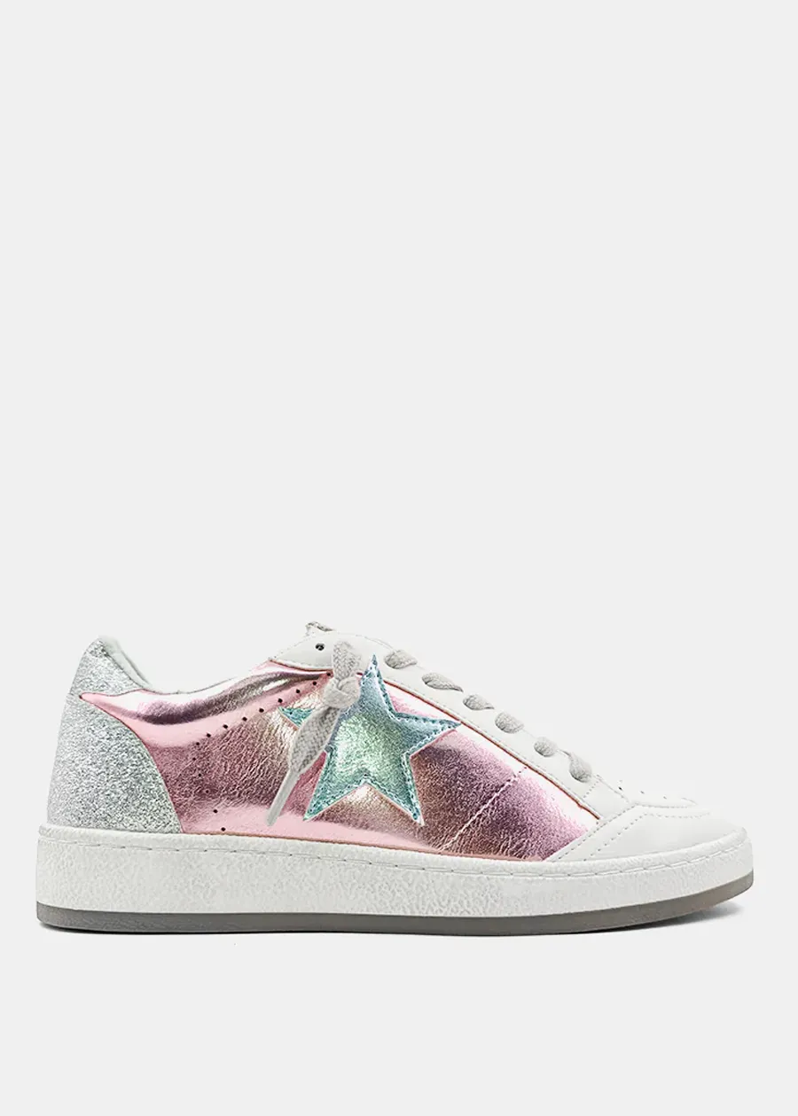 PAZ Metallic Pink Star Sneakers