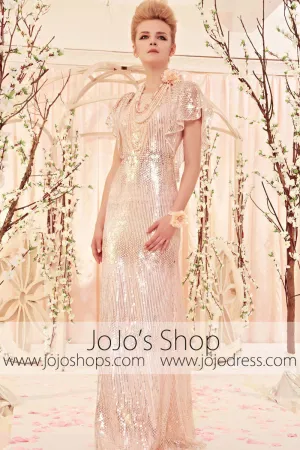 Retro Sequined Champagne Evening Dress CX830353