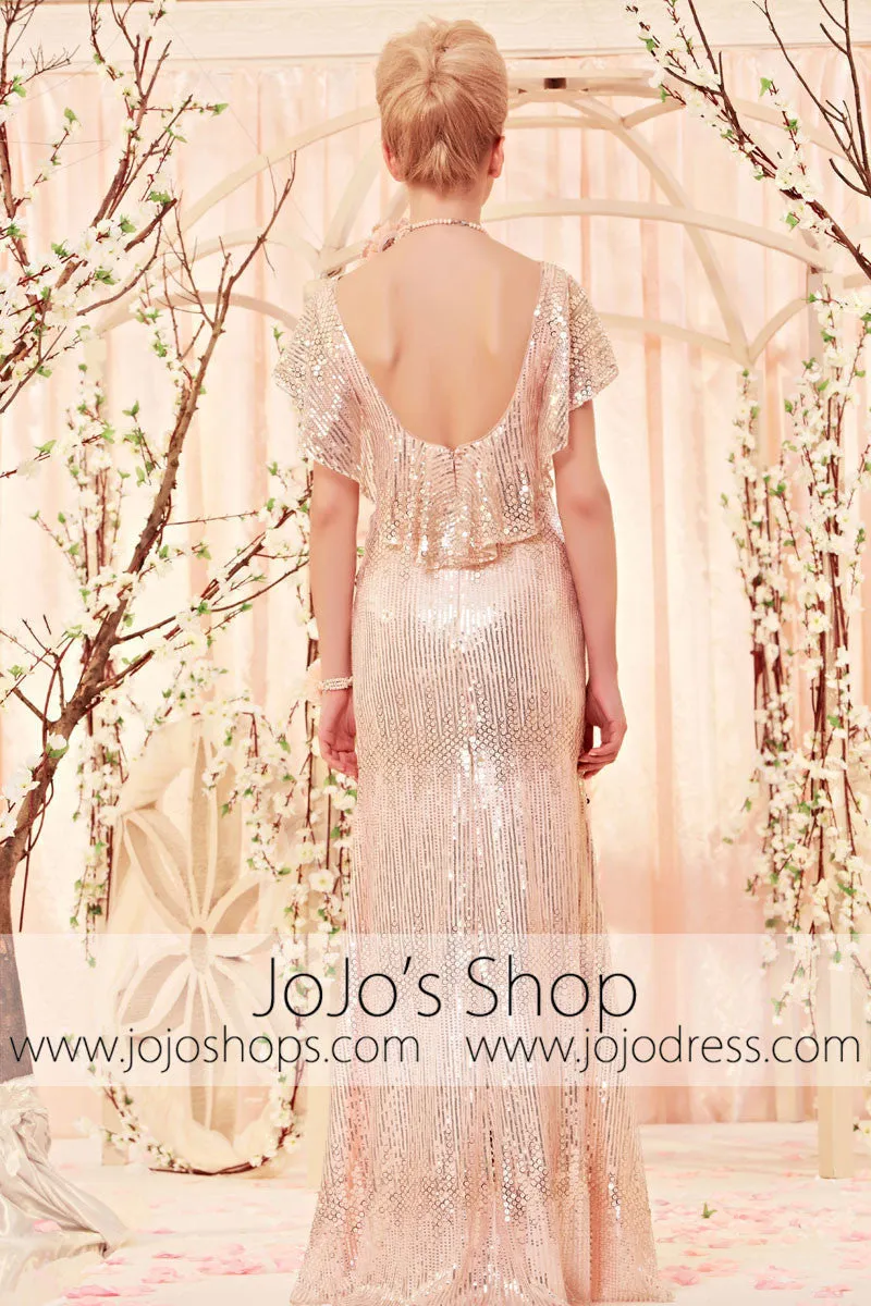 Retro Sequined Champagne Evening Dress CX830353