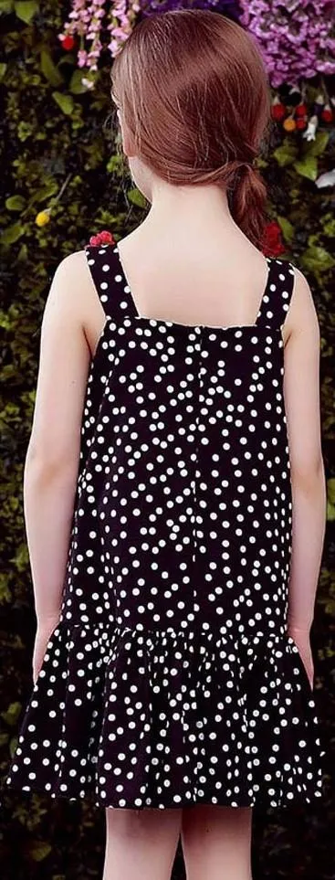 'Rome' Embroidered Polka Dot Print Floral-Appliques Dress, Black or White