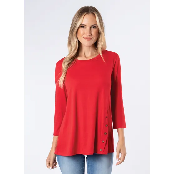 Simply Noelle Nautical Crew Neck Button Top