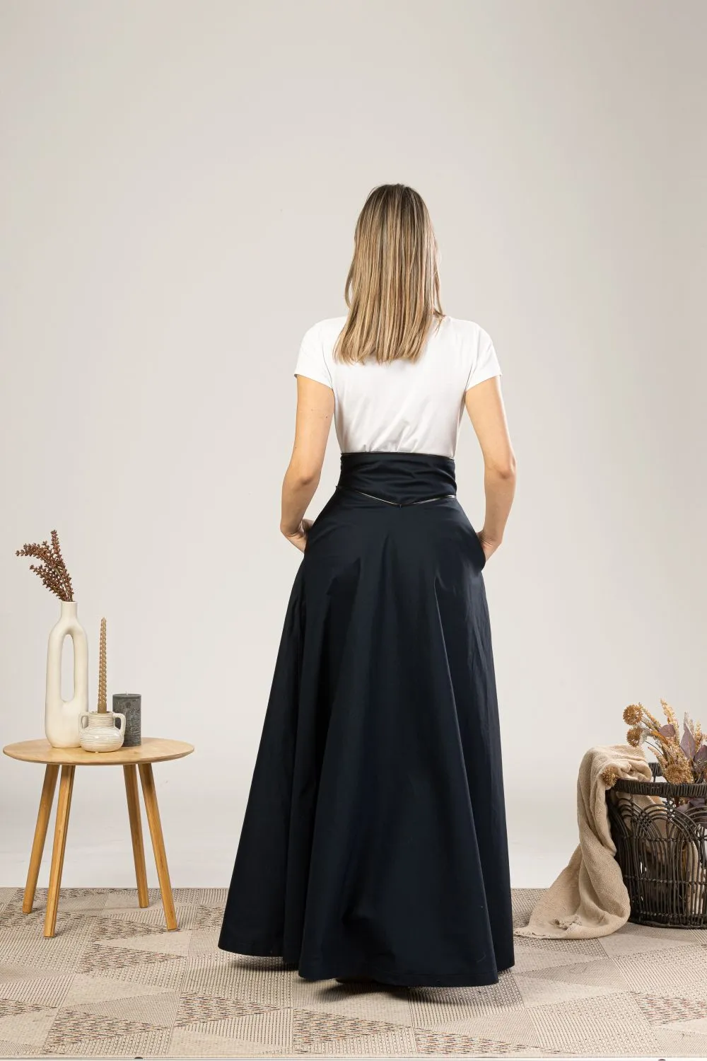 Slate Blue High Waist Victorian Skirt