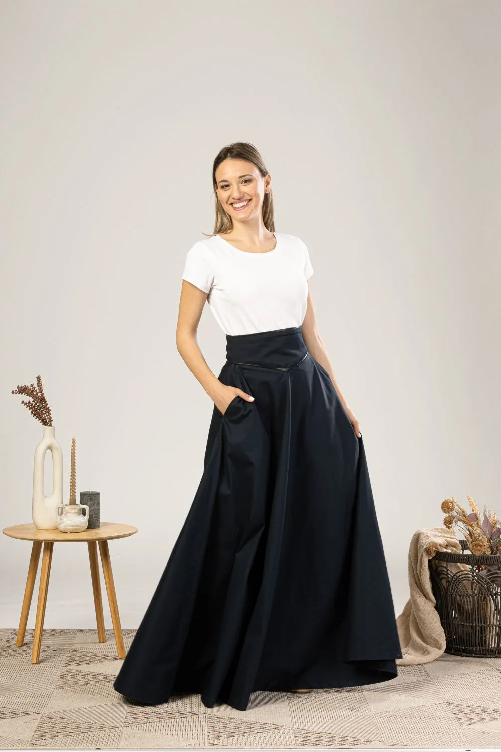 Slate Blue High Waist Victorian Skirt