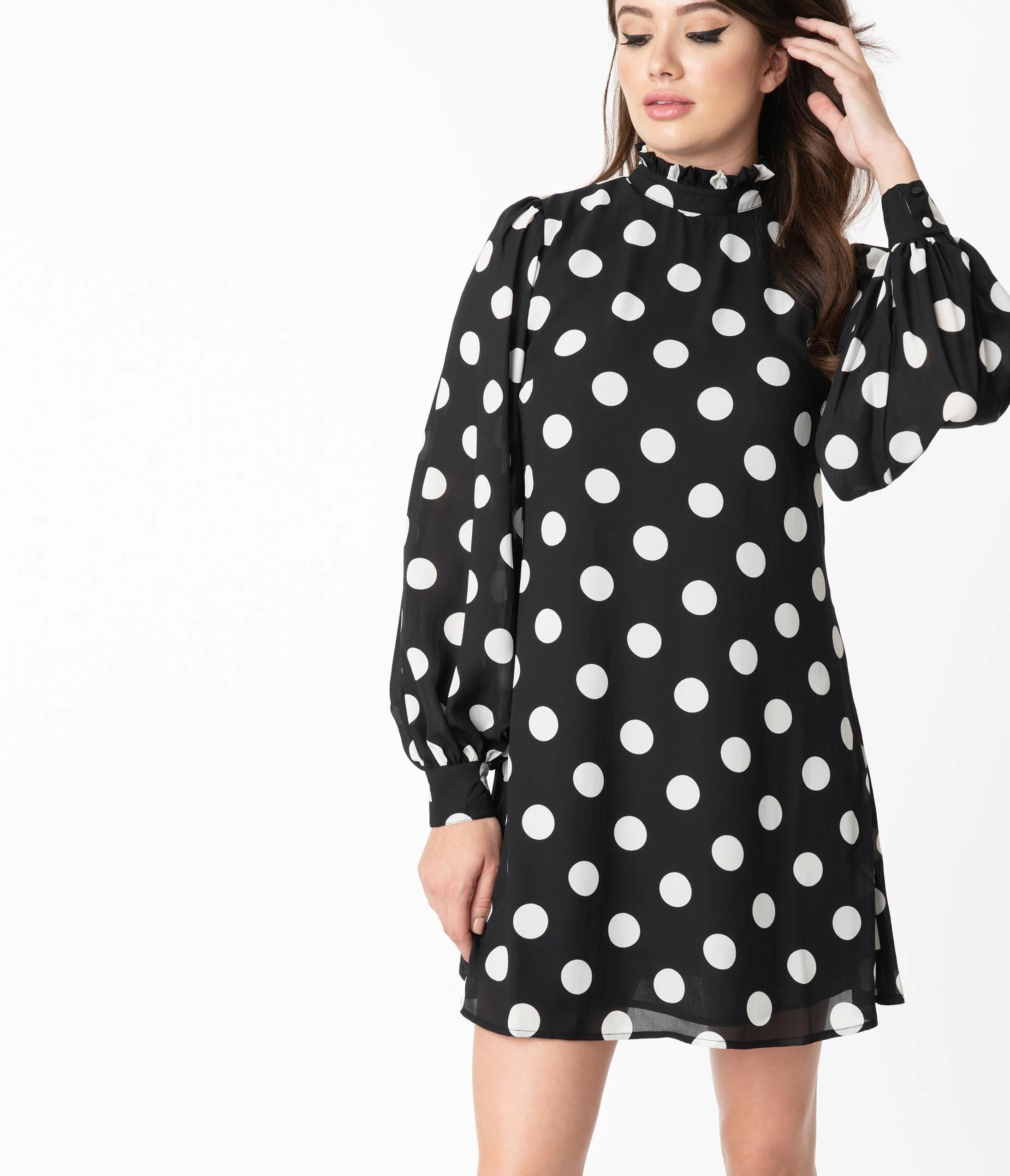 Smak Parlour Black & White Polka Dot Girl Talk Shift Dress