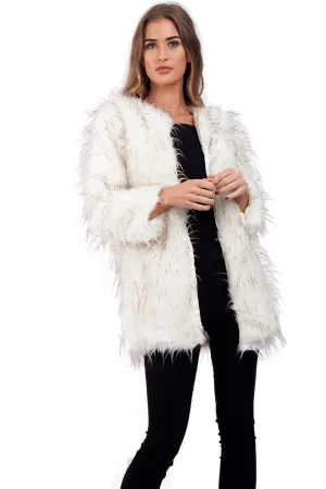 Spike Faux Fur Shaggy Coat Jacket