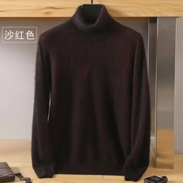 Sweater long sleeves. 100% pure Mink velvet Cashmere Sweater High Lapels Pullovers Knitted Winter