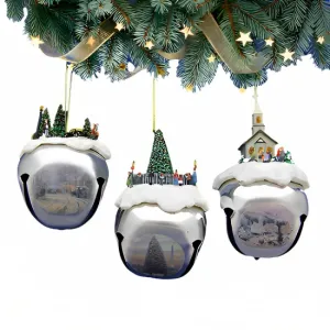 The Ashton-Drake Galleries Winter Sleigh Bells #15 Ornament Collection Set of 3 Christmas Decoration by Thomas Kinkade 3-inches