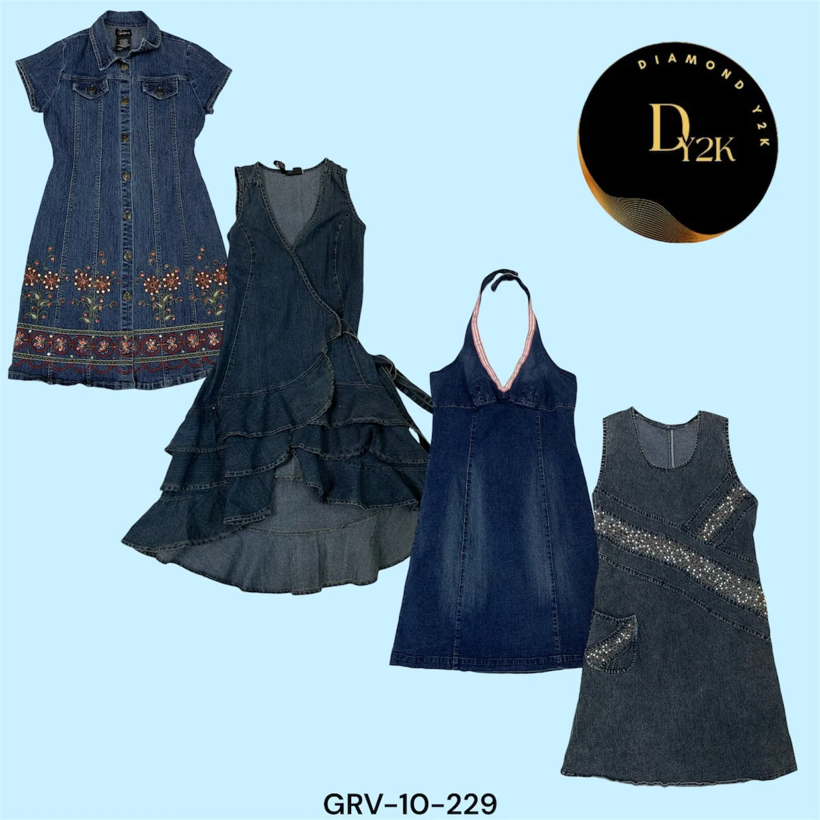 Trend Reset: Retro Y2K Denim Mini Dresses (GRV-10-229)