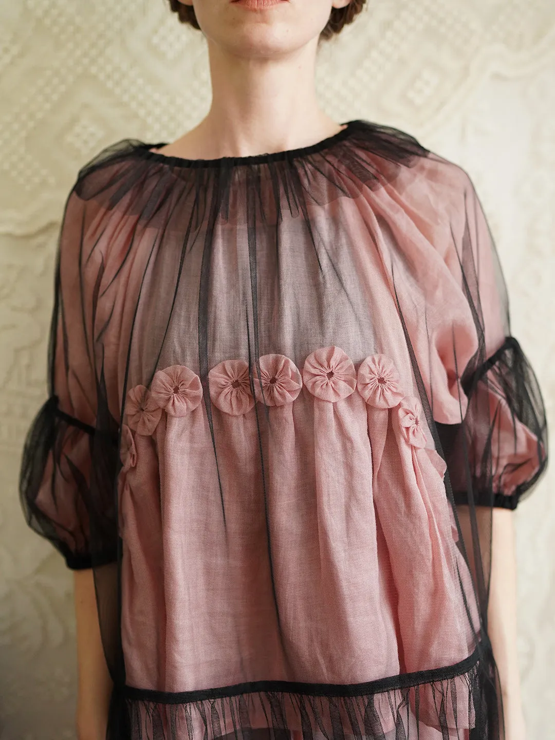 Unlogical Poem Victorian Style Black Mesh Blouse