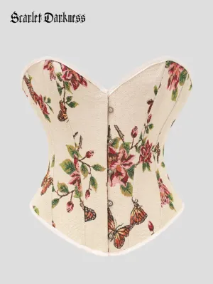 Victorian Corset Women Butterfly Floral Bustier