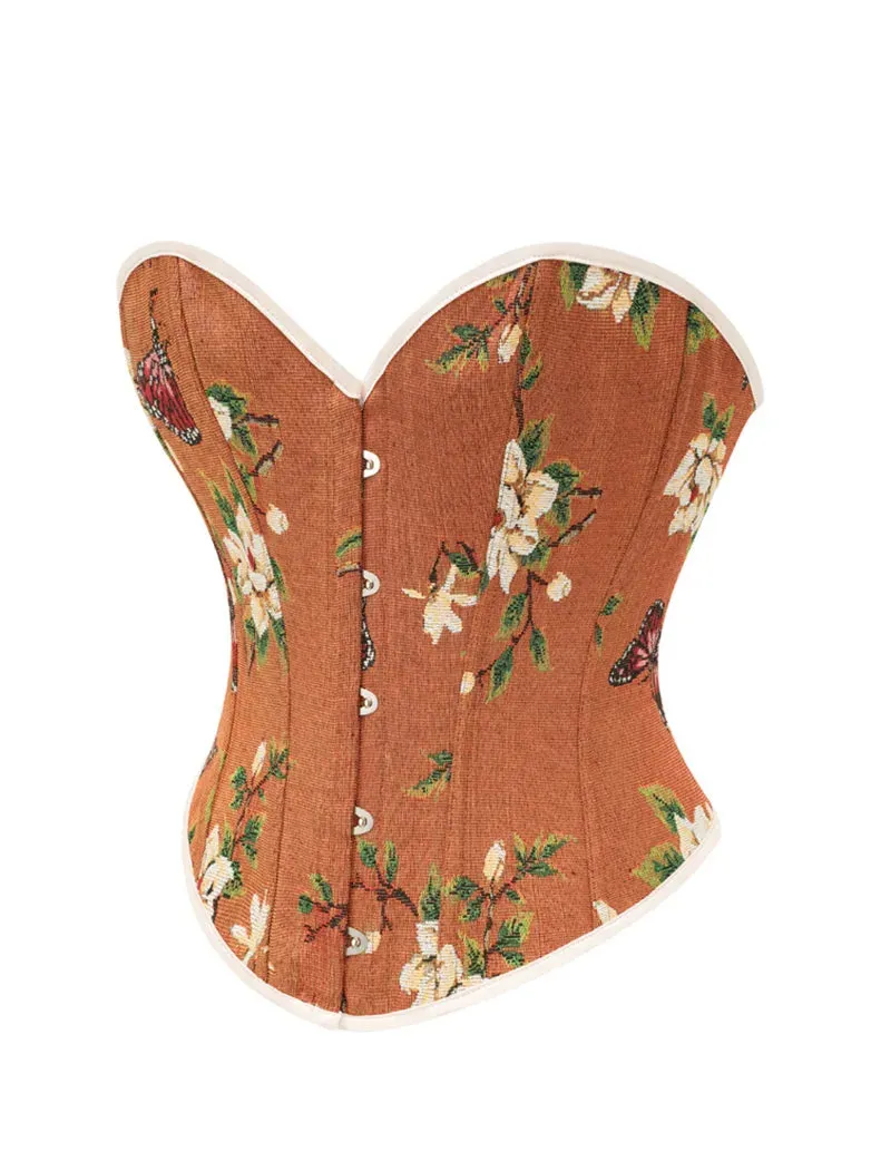 Victorian Corset Women Butterfly Floral Bustier