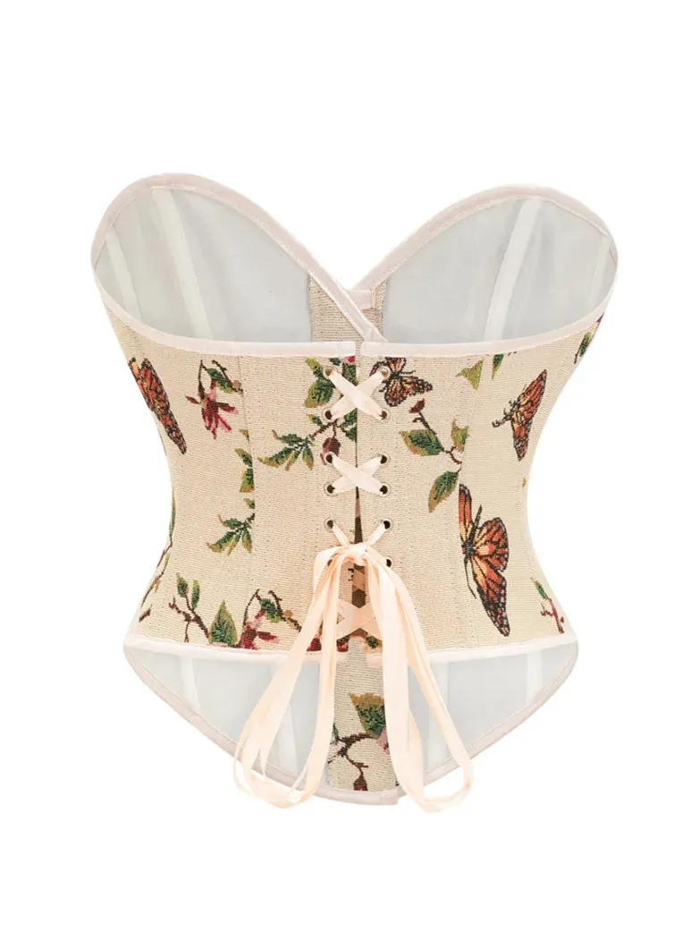 Victorian Corset Women Butterfly Floral Bustier