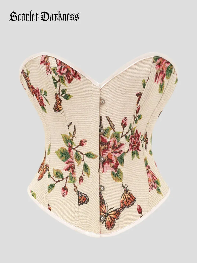 Victorian Corset Women Butterfly Floral Bustier