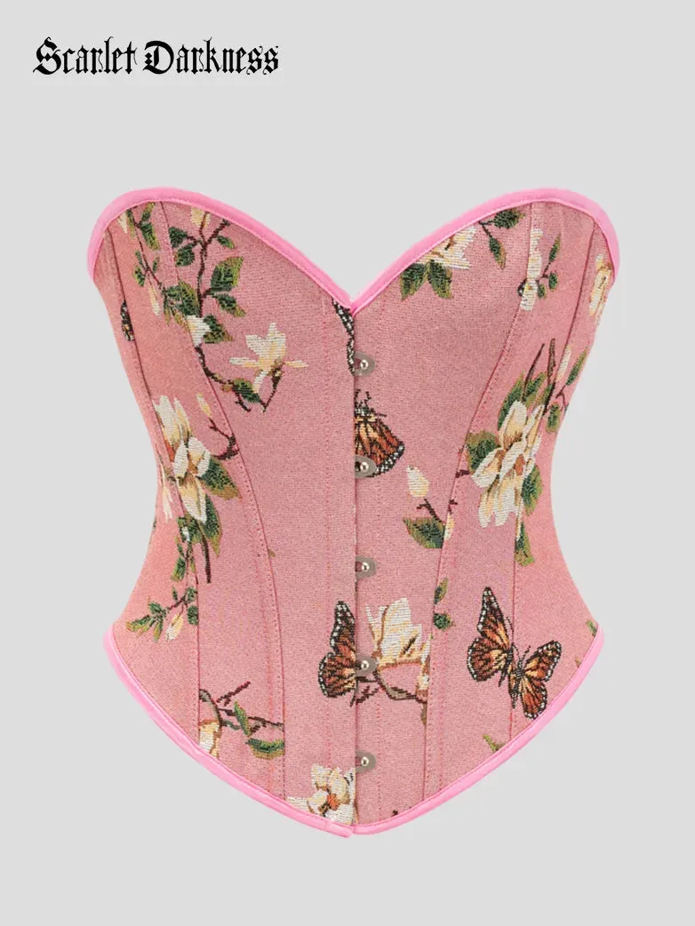 Victorian Corset Women Butterfly Floral Bustier