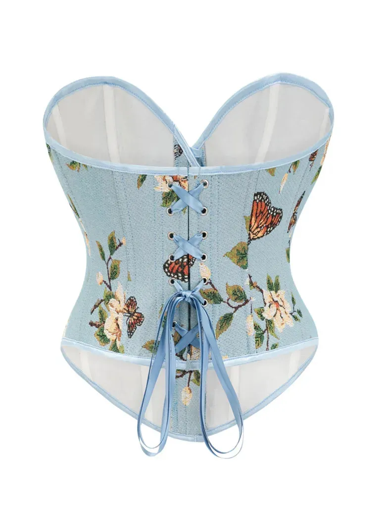 Victorian Corset Women Butterfly Floral Bustier