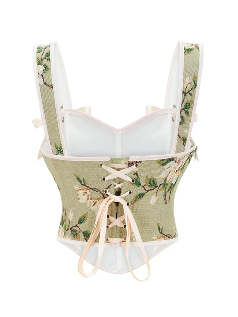 Victorian Corset Women Strappy Butterfly Floral Bustier