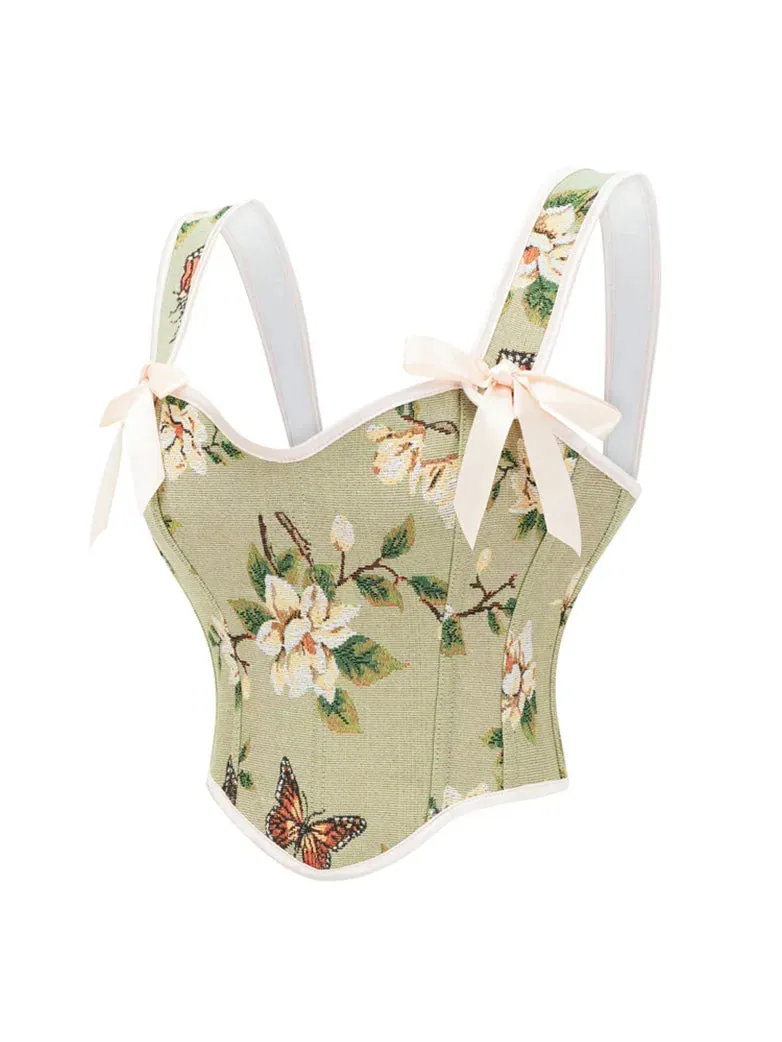 Victorian Corset Women Strappy Butterfly Floral Bustier