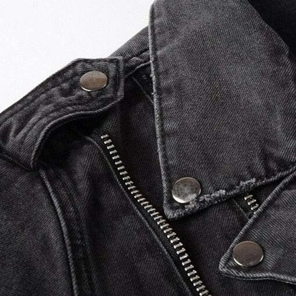 Vintage black biker denim jacket