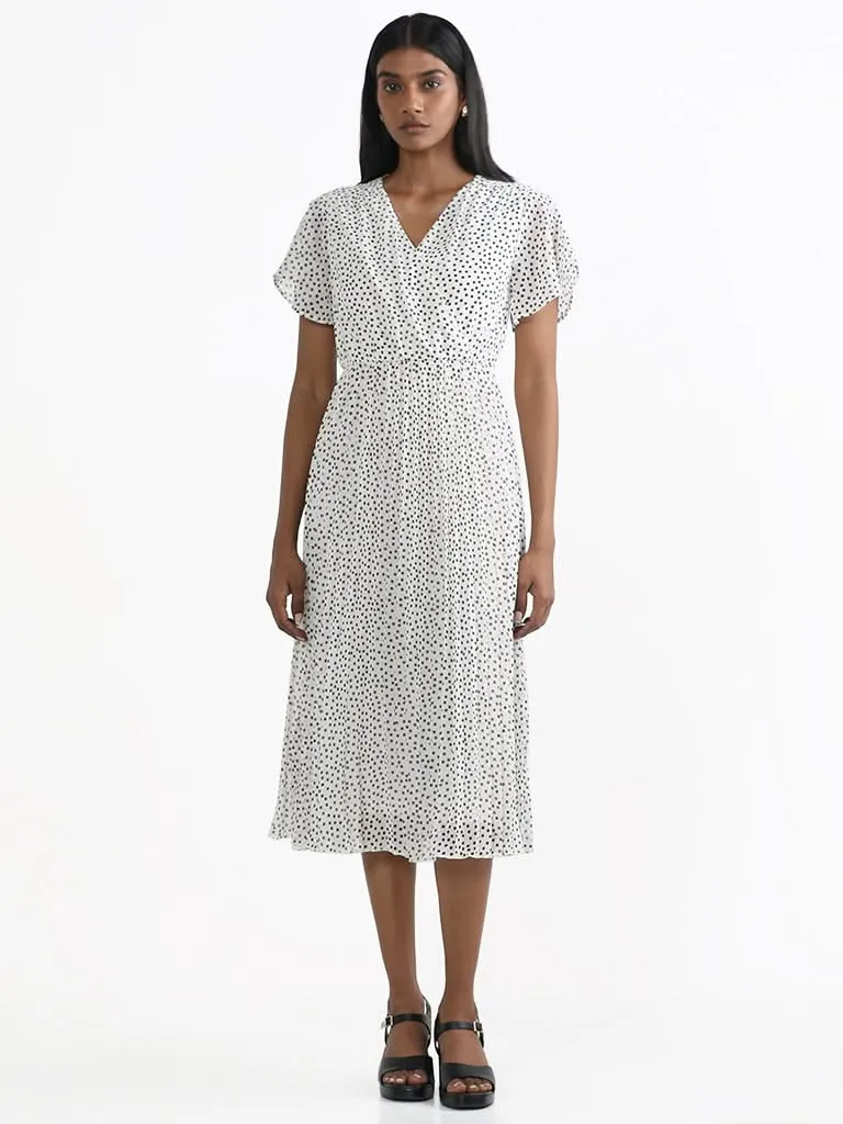 Wardrobe White Polka Dotted Dress