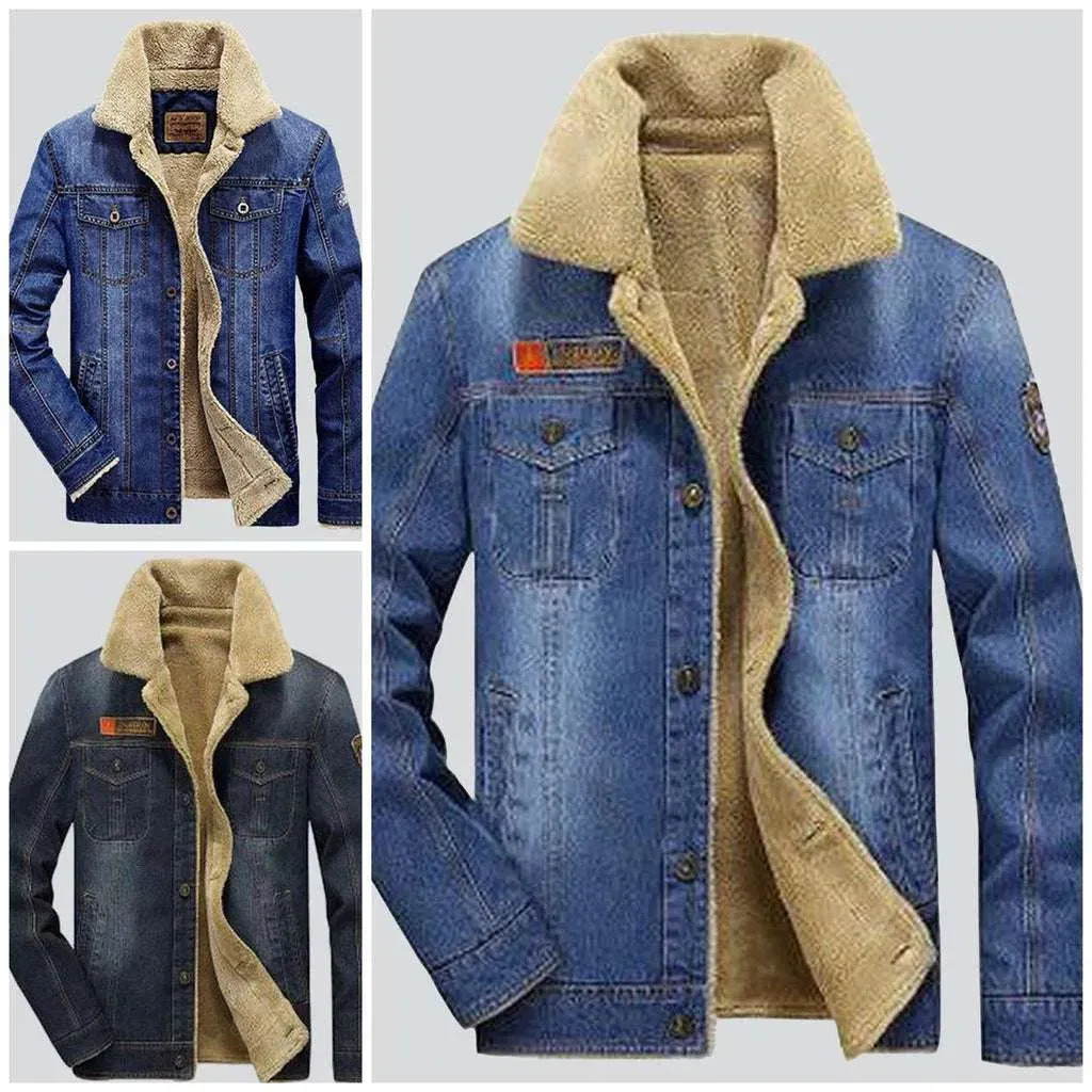 Warm jeans jacket for men