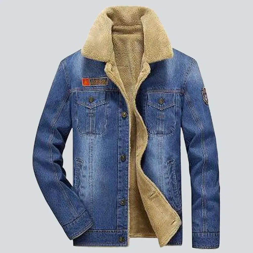 Warm jeans jacket for men