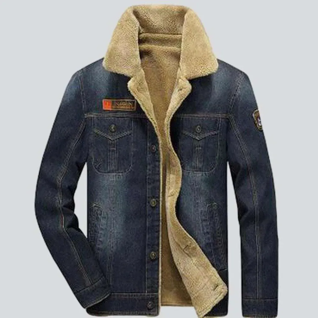 Warm jeans jacket for men