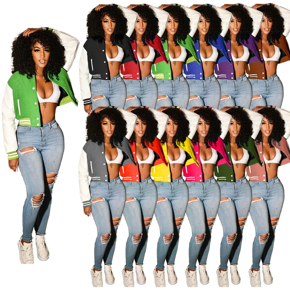 Women Crop Letterman Jackets