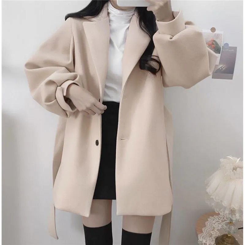 Woolen Thickened Petite Wrap Coat