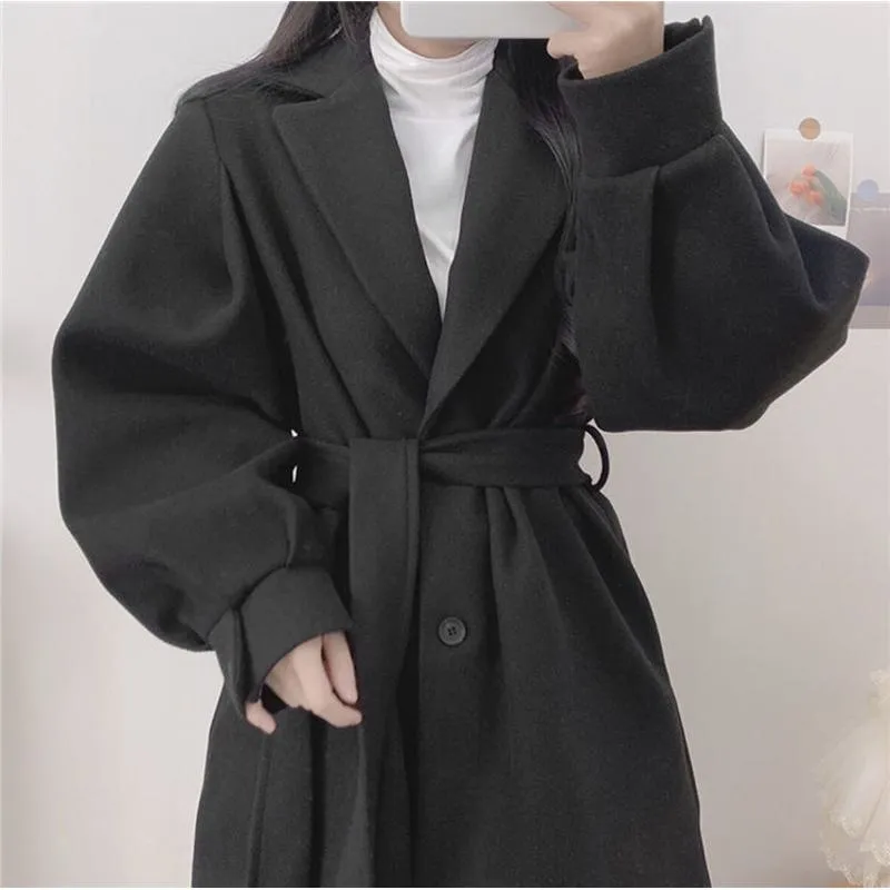 Woolen Thickened Petite Wrap Coat