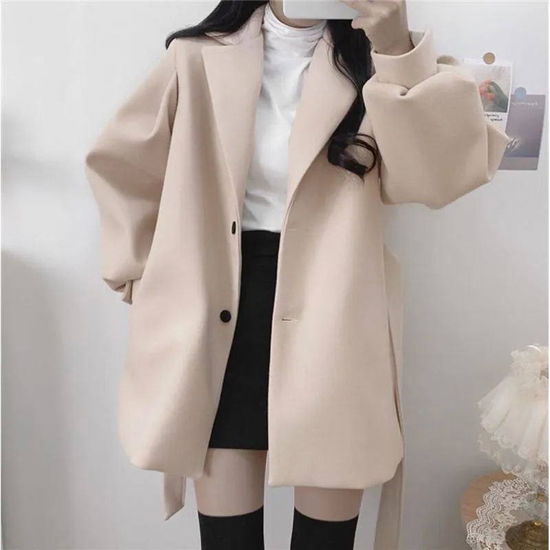 Woolen Thickened Petite Wrap Coat