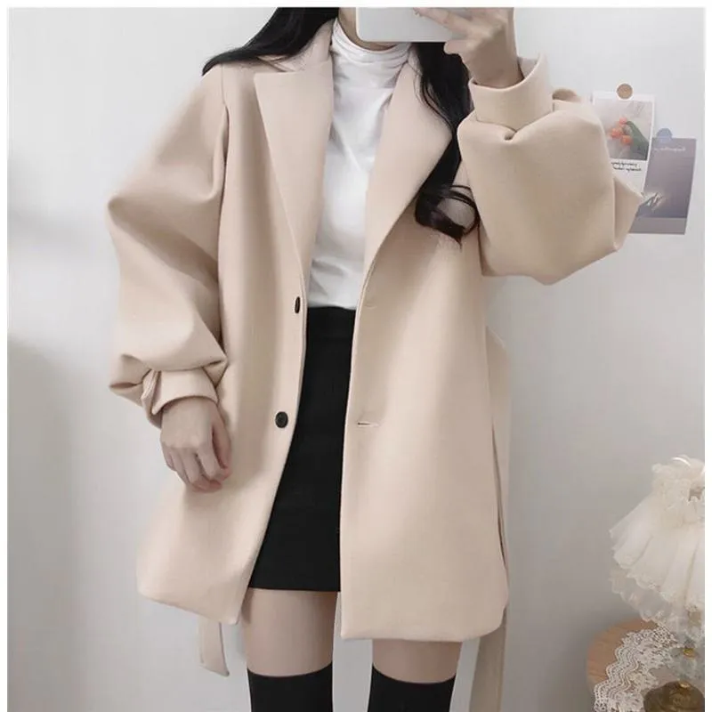 Woolen Thickened Petite Wrap Coat