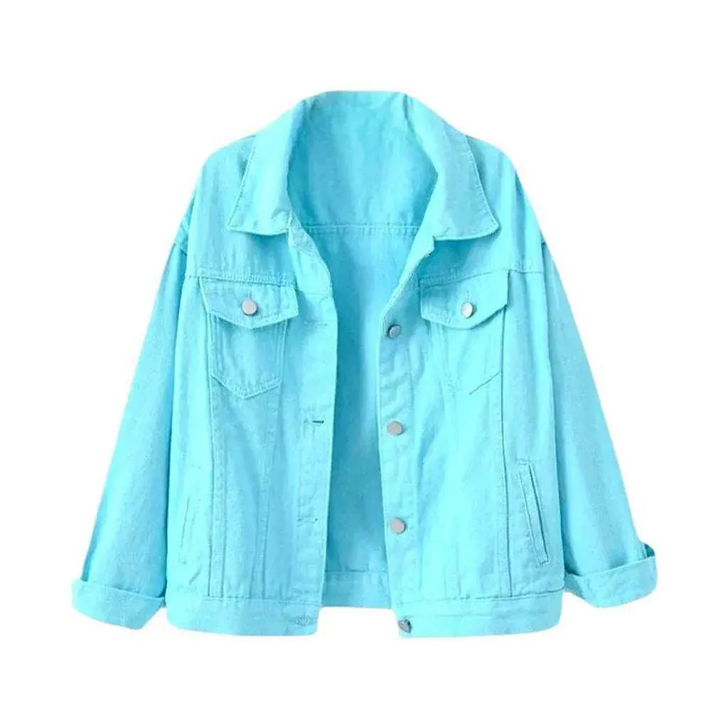 Y2k color jeans jacket for ladies