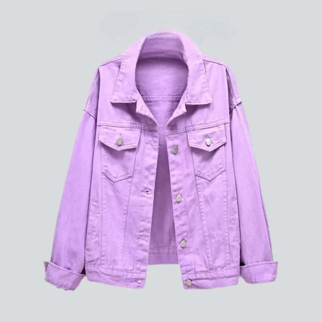 Y2k color jeans jacket for ladies